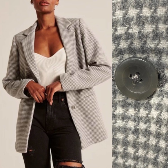 Abercrombie & Fitch Jackets & Blazers - Abercrombie & Fitch Gray/White Houndstooth Blazer Jacket sz M